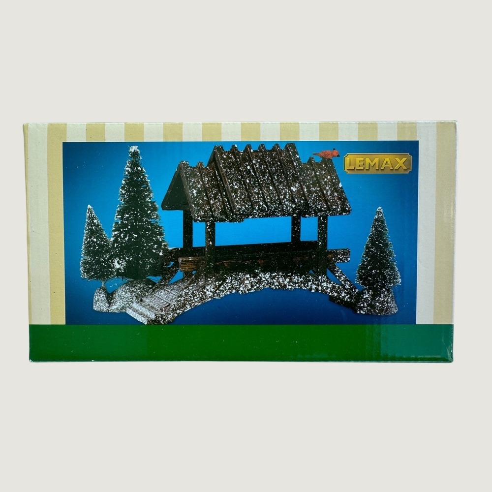 Lemax Village Collection Wooden Bridge With Trees Table Accent 74297 Retired